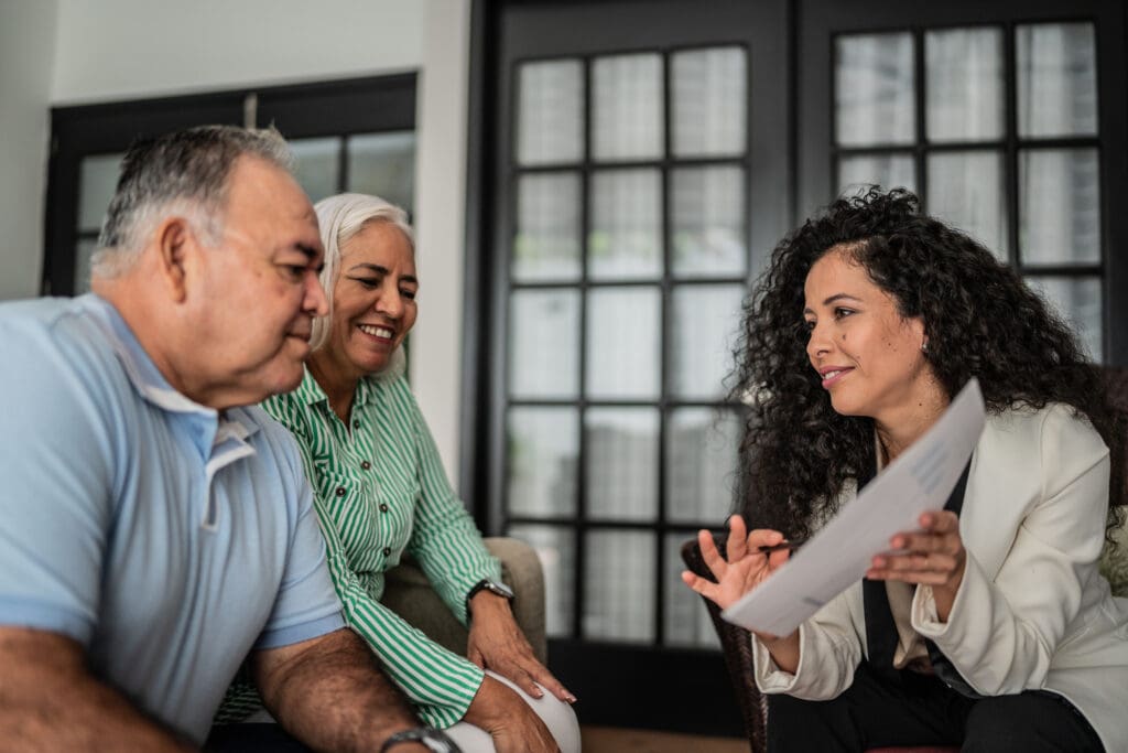 Senior couple meets with professional 